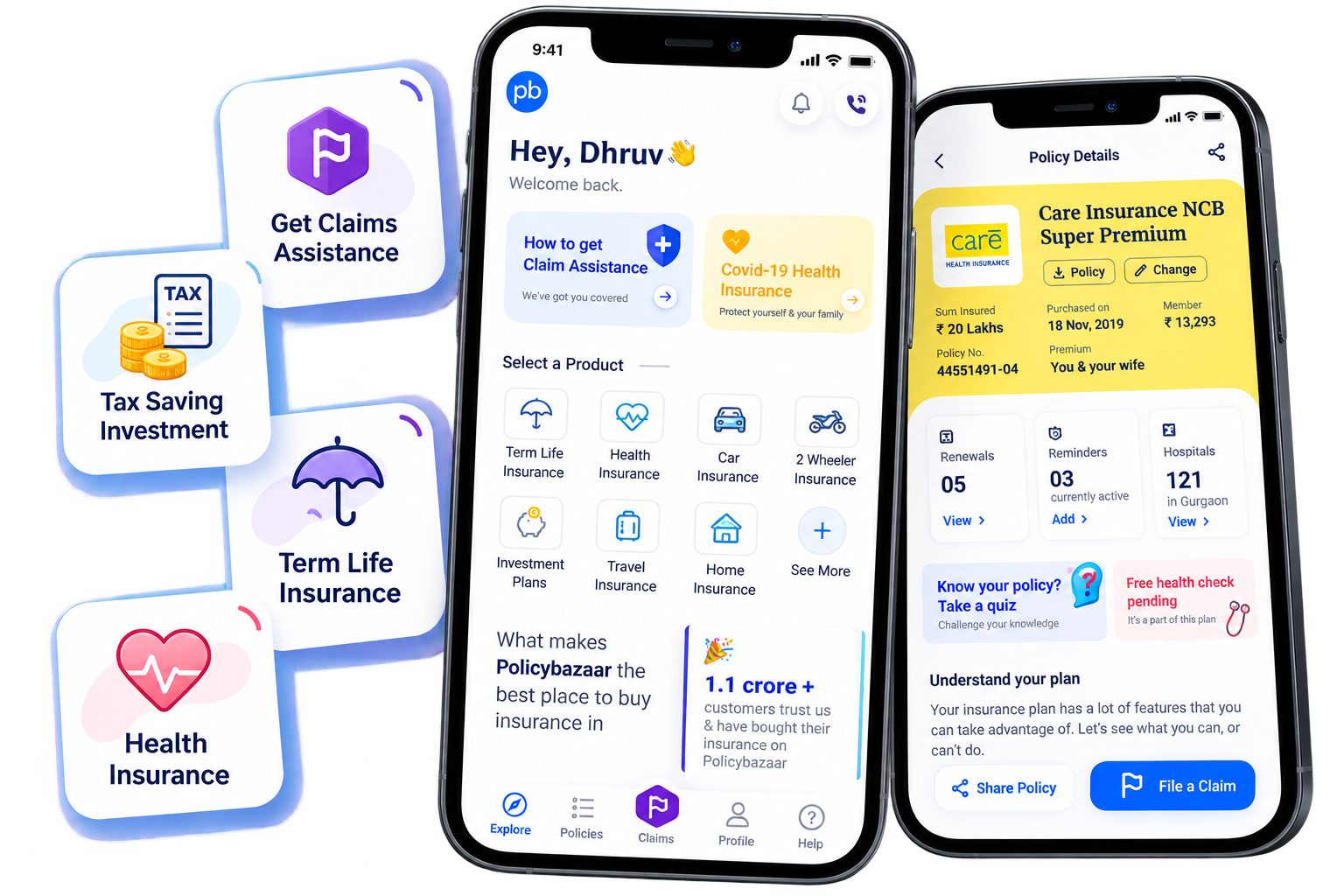 Preview of the mobile insurance app